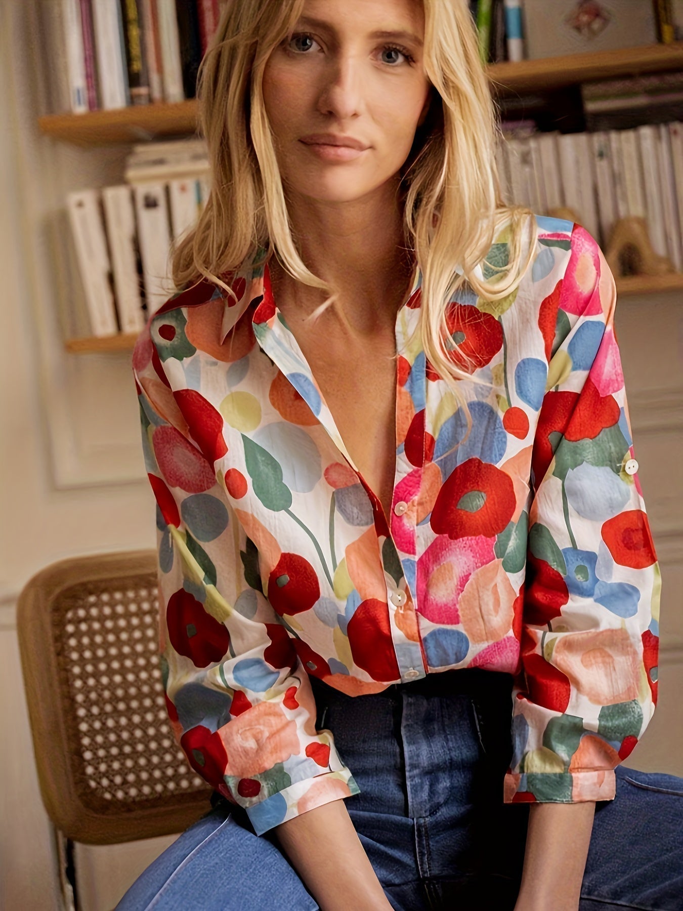 Harper | Women's Floral Print Button-Down Long Sleeve Blouse – Floral Print, Long Sleeve