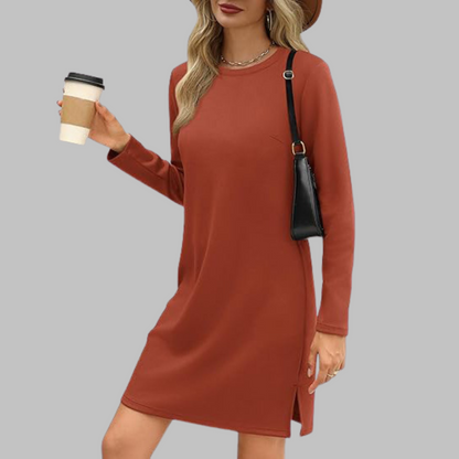 Nora | Women's Comfortable Long Sleeve Round Neck Dress – Long Sleeve