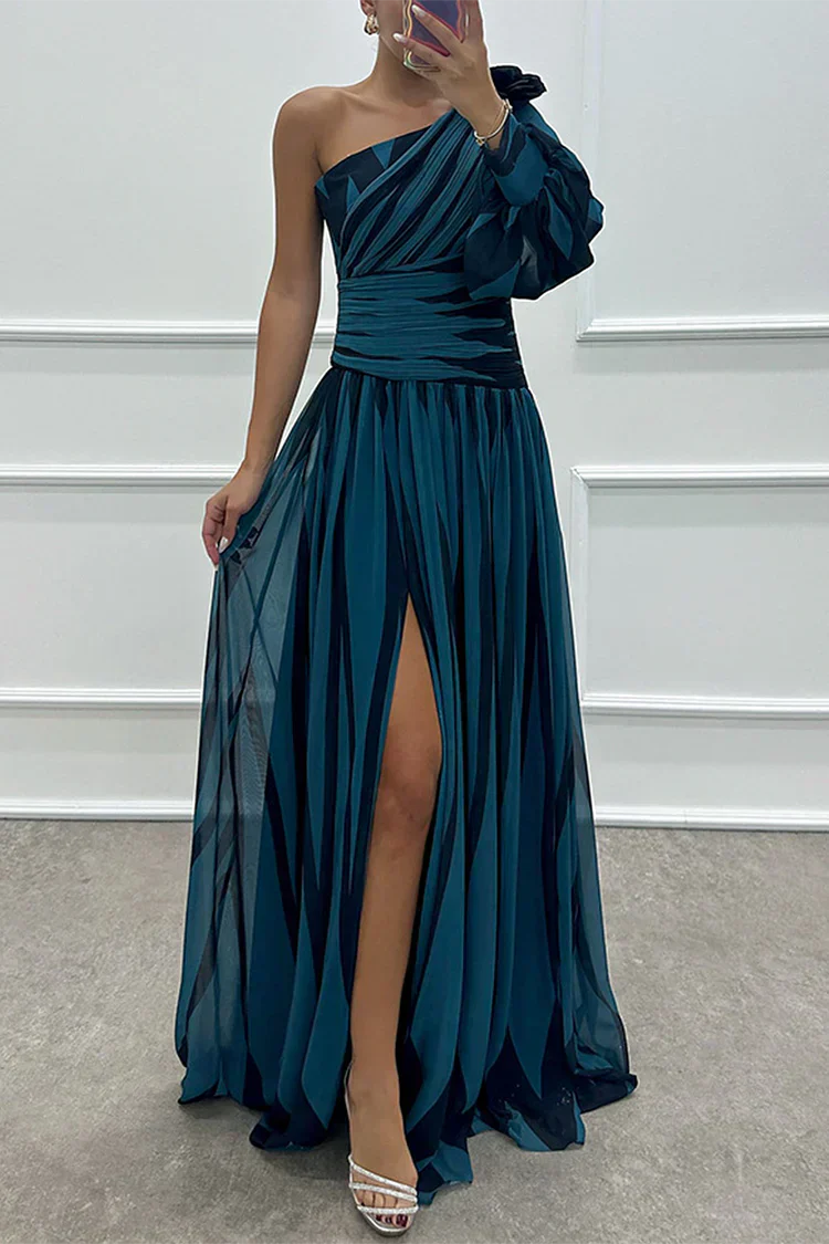 Anneliese | Women's Elegant Striped One Shoulder Maxi Dress