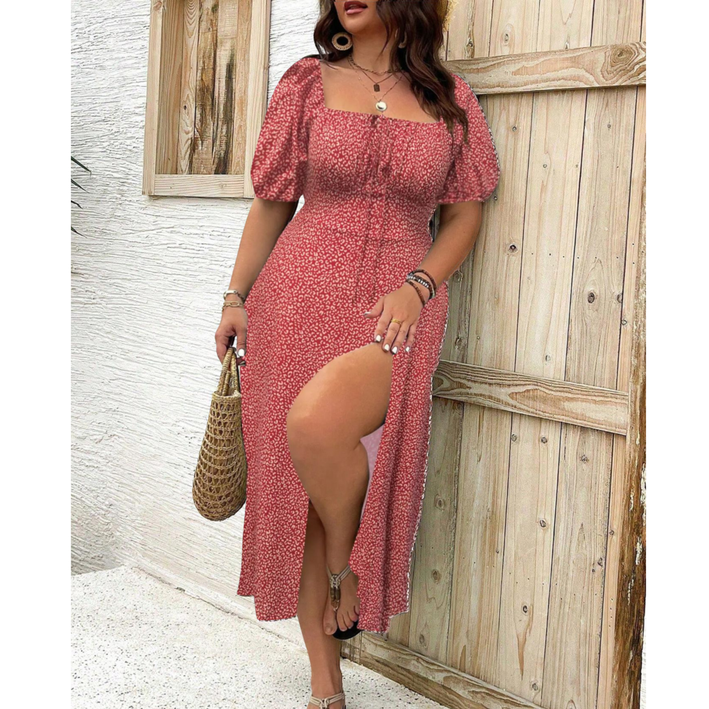 Paloma | Women's Classy Plus Size Puff Sleeve Maxi Dress – Maxi