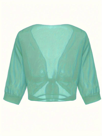 Brenda | Women's Sheer Tie Front Cardigan Open Front Cover Up – Layering