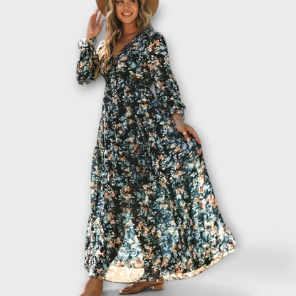 Clarice | Women's Floral V-Neck Maxi Dress – Maxi, Floral Print