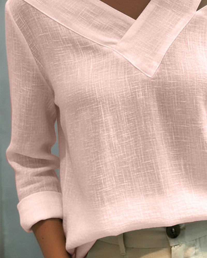 Daisy | Women's Asymmetric V-Neck Long Sleeve Top – Asymmetric Hem, V-Neck