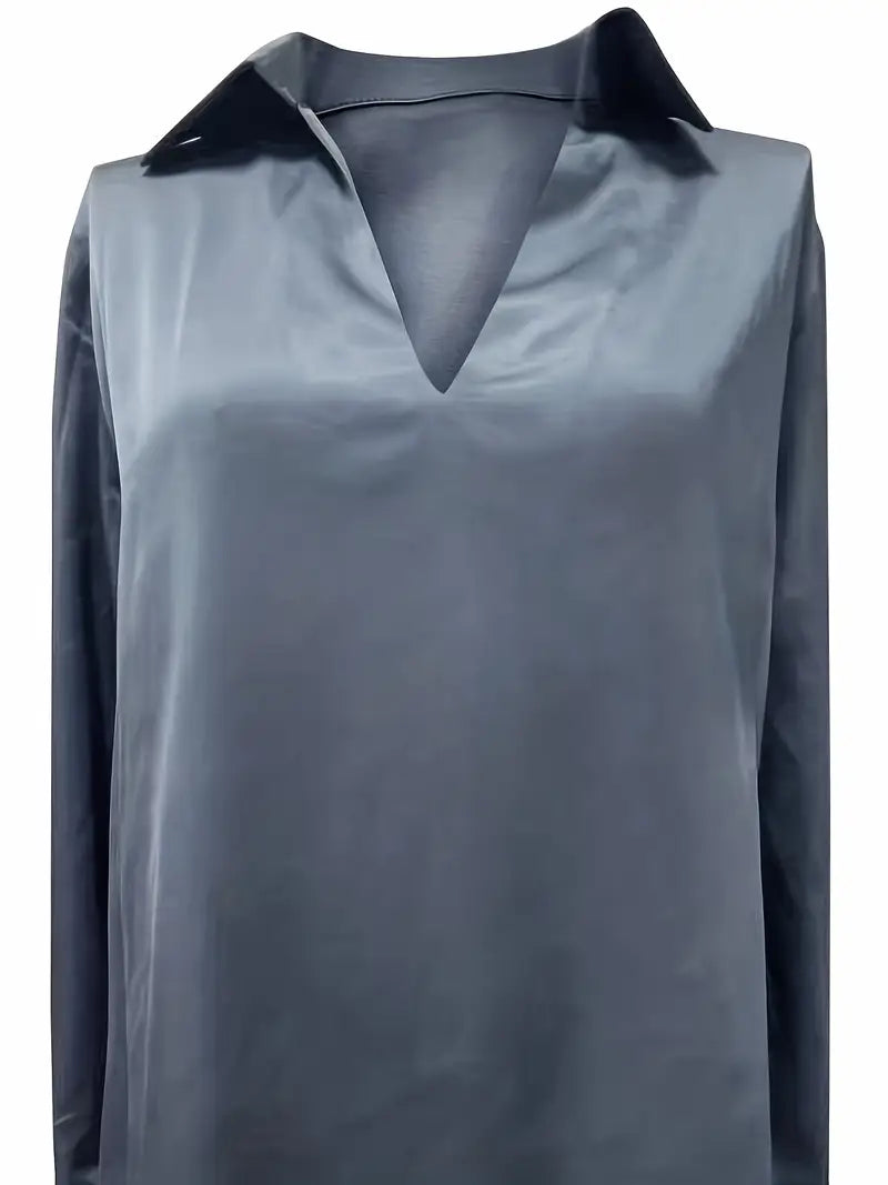 Kathy | Women's Premium V-Neck Satin Blouse – V-Neck, Satin
