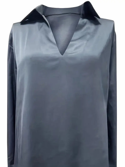 Kathy | Women's Premium V-Neck Satin Blouse – V-Neck, Satin