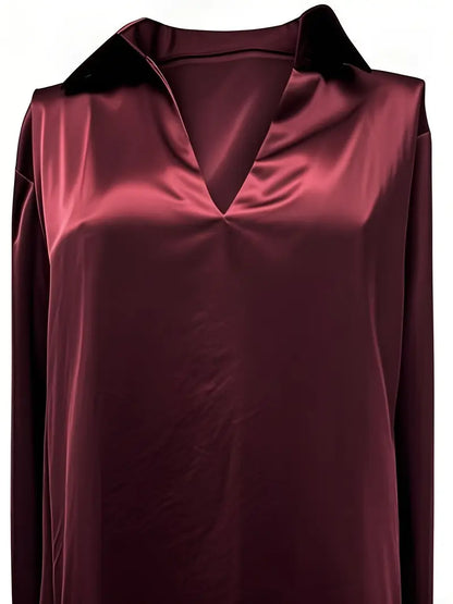Kathy | Women's Premium V-Neck Satin Blouse – V-Neck, Satin