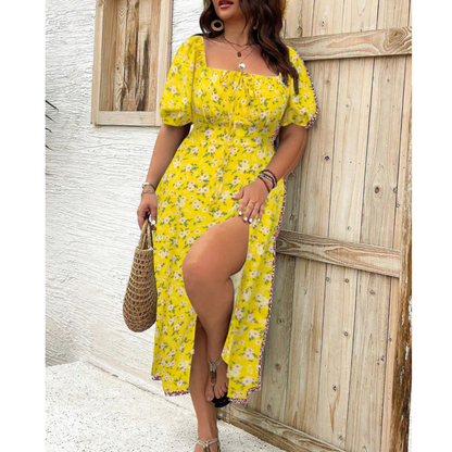 Paloma | Women's Classy Plus Size Puff Sleeve Maxi Dress – Maxi