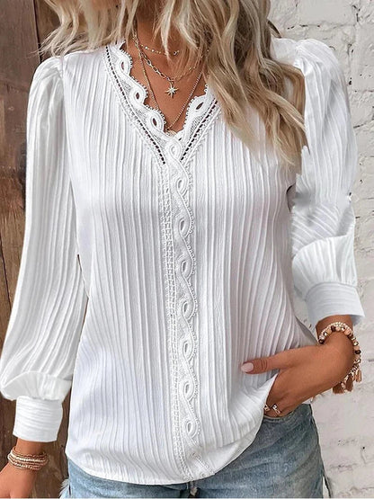 Caroline | Women's Blouse with Chiffon and Lace Details – Lace Detail, Chiffon