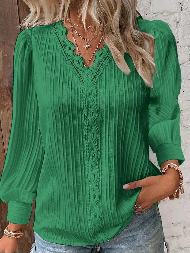 Caroline | Women's Blouse with Chiffon and Lace Details – Lace Detail, Chiffon