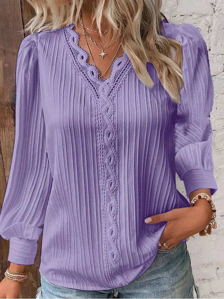 Caroline | Women's Blouse with Chiffon and Lace Details – Lace Detail, Chiffon