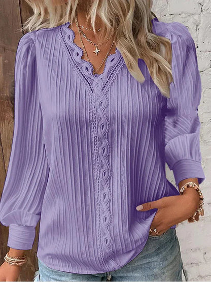 Caroline | Women's Blouse with Chiffon and Lace Details – Lace Detail, Chiffon
