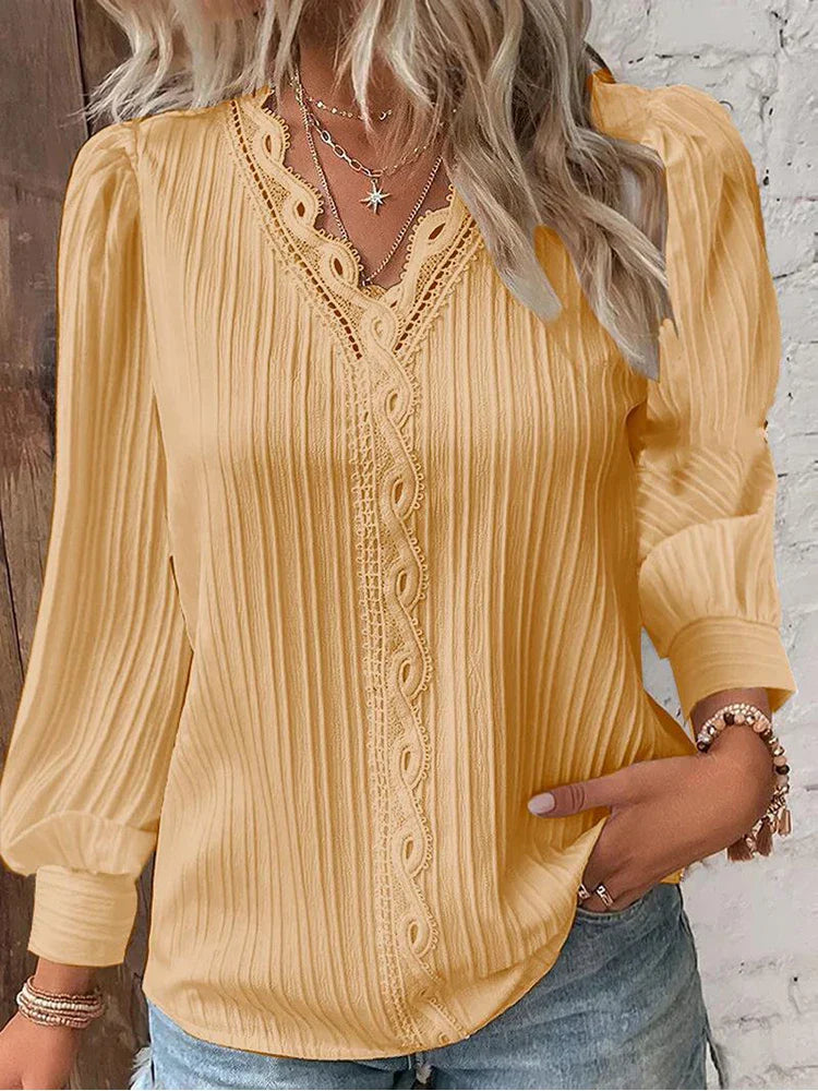 Caroline | Women's Blouse with Chiffon and Lace Details – Lace Detail, Chiffon