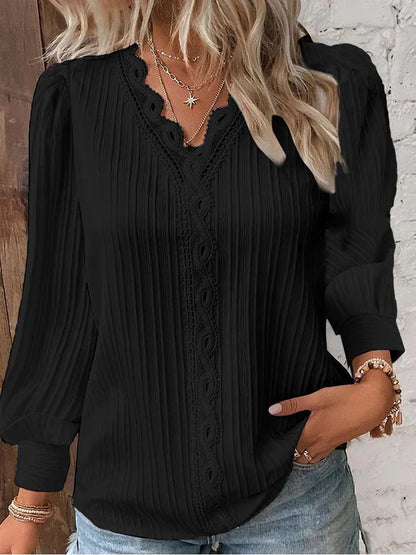 Caroline | Women's Blouse with Chiffon and Lace Details – Lace Detail, Chiffon
