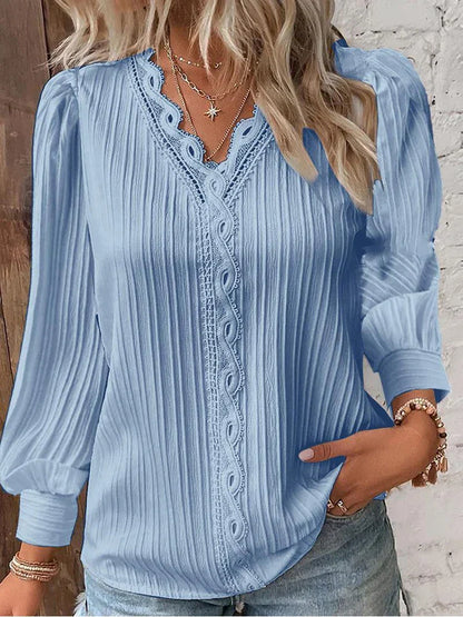 Caroline | Women's Blouse with Chiffon and Lace Details – Lace Detail, Chiffon