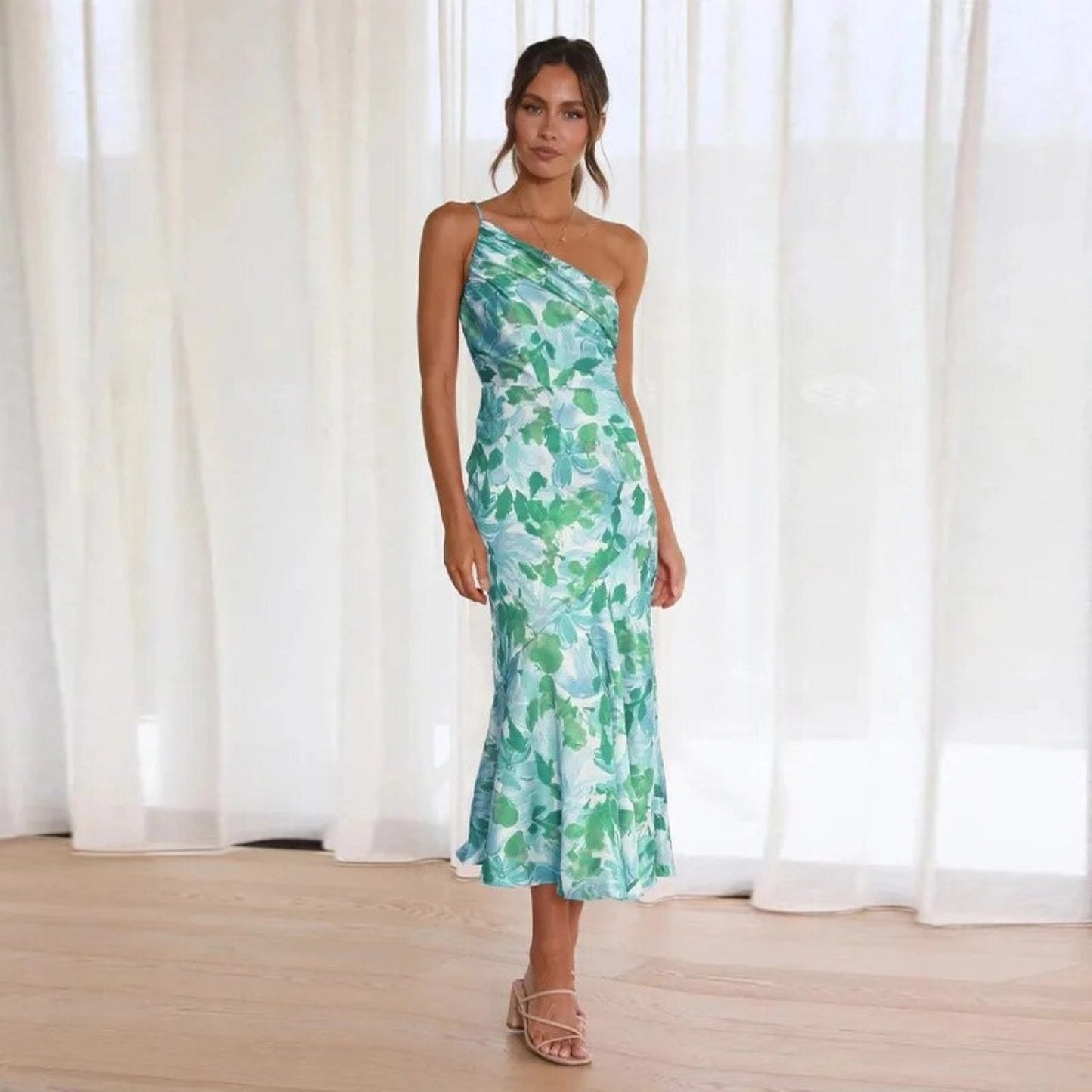 Victoria | Women's Women’s Maxi Dress with Asymmetrical Cut and Floral Pattern – Maxi, Floral Print