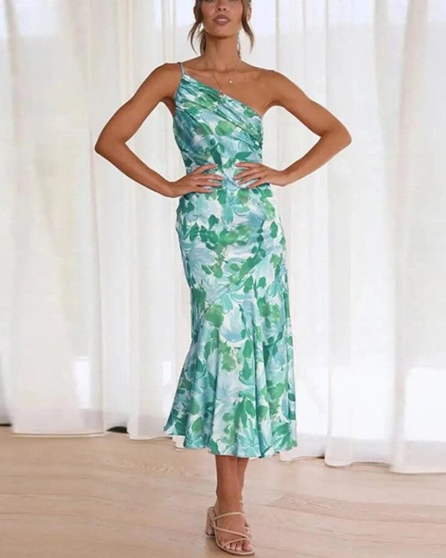 Victoria | Women's Women’s Maxi Dress with Asymmetrical Cut and Floral Pattern – Maxi, Floral Print