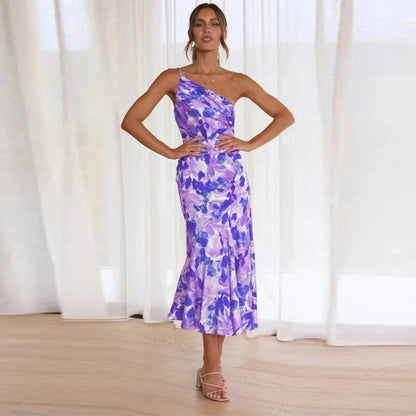 Victoria | Women's Women’s Maxi Dress with Asymmetrical Cut and Floral Pattern – Maxi, Floral Print
