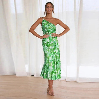 Victoria | Women's Women’s Maxi Dress with Asymmetrical Cut and Floral Pattern – Maxi, Floral Print