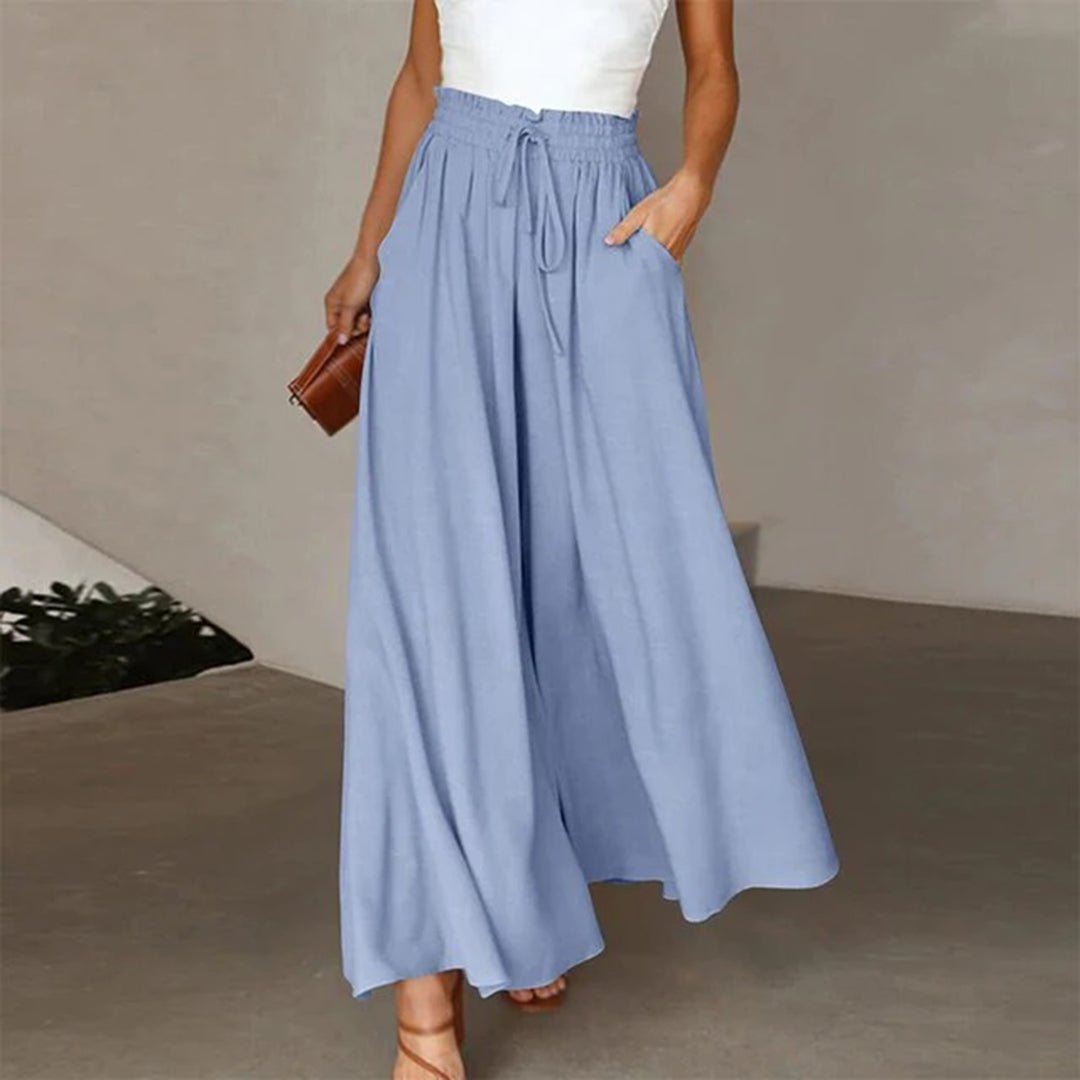Roxane | Women's High Waist Wide Leg Pants Smocked Drawstring