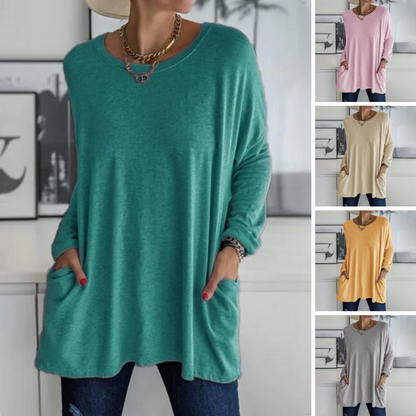 Erin | Women's Oversized Long Sleeve Tunic Top with Pockets – Long Sleeve