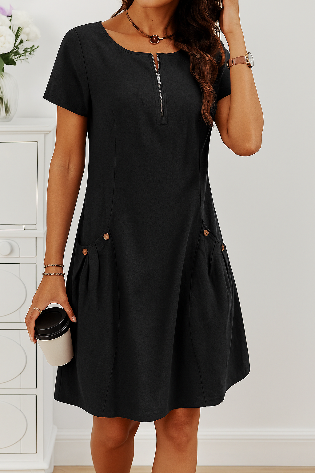 Mary | Women's Summer Dress with Button Details – Summer