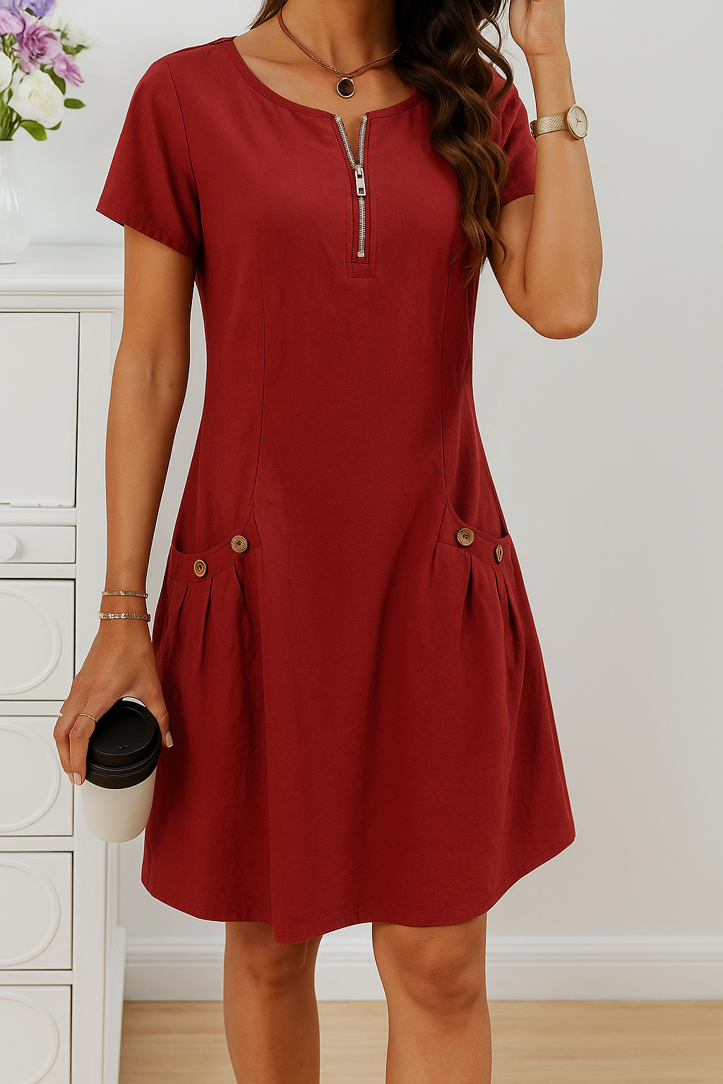 Mary | Women's Summer Dress with Button Details – Summer