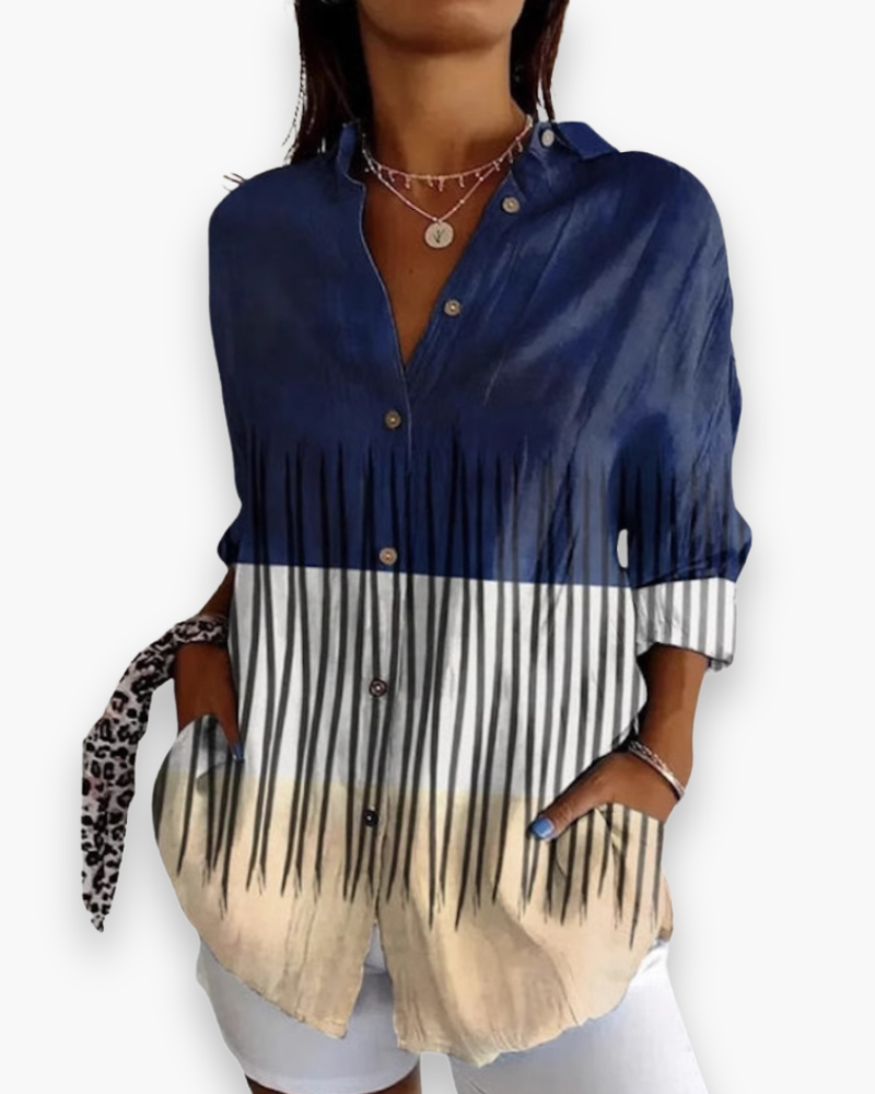 Mariana | Women's Floral Print Button-Down Blouse with 3/4 Sleeves – Floral Print, Casual