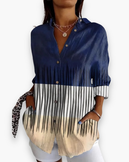 Mariana | Women's Floral Print Button-Down Blouse with 3/4 Sleeves – Floral Print, Casual