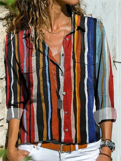 Rita | Women's Floral Print Long Sleeve Button-Down Blouse – Floral Print, Long Sleeve