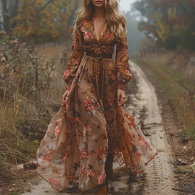 Charlene | Women's Bohemian Floral Maxi Dress – Maxi, Floral Print