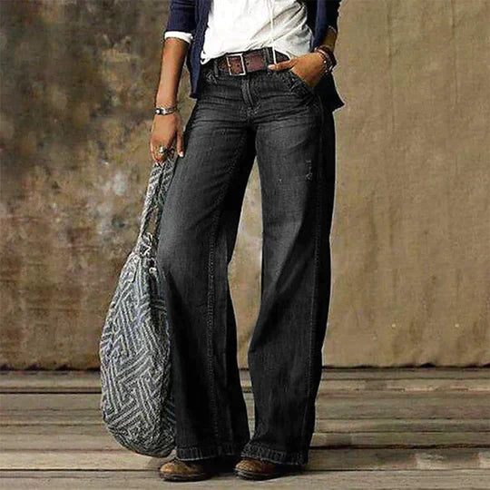 Jennifer | Women's High Waist Wide Leg Jeans Retro Flare Denim