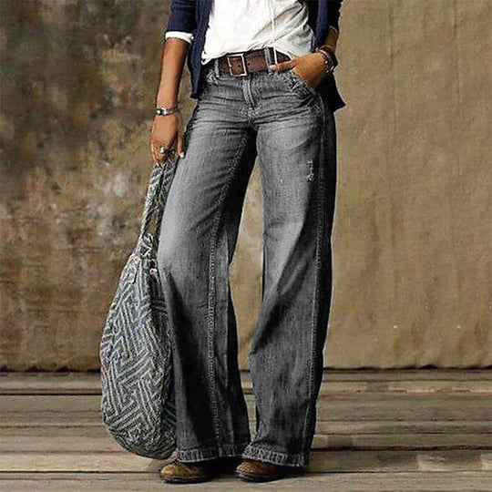 Jennifer | Women's High Waist Wide Leg Jeans Retro Flare Denim
