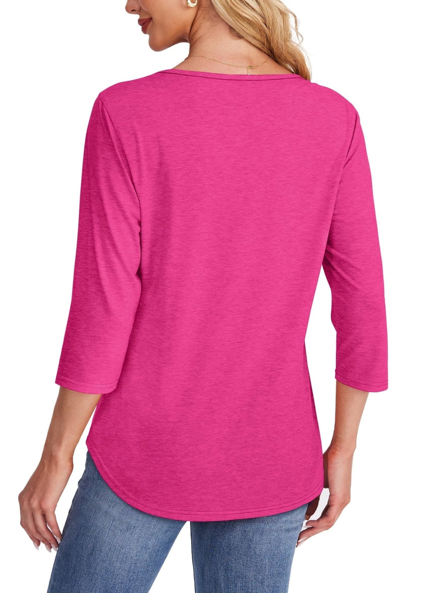 TropicLush | Women's Crew Neck 3/4 Sleeve Pleated Chest Top – Pleated