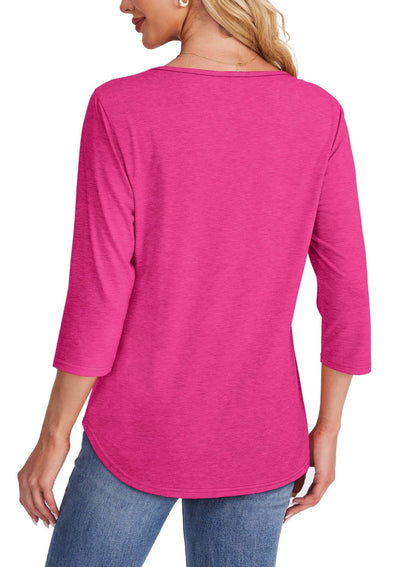 TropicLush | Women's Crew Neck 3/4 Sleeve Pleated Chest Top – Pleated
