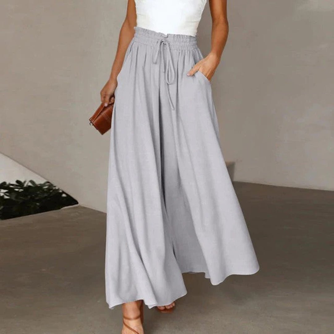 Roxane | Women's High Waist Wide Leg Pants Smocked Drawstring