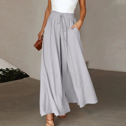 Roxane | Women's High Waist Wide Leg Pants Smocked Drawstring