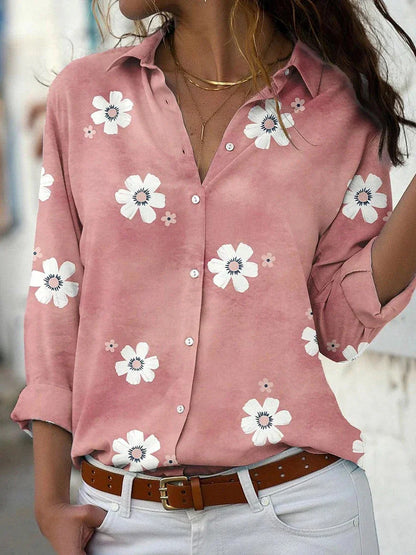 Linen | Women's Floral Print Blouse – Floral Print, Casual