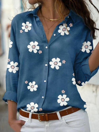 Linen | Women's Floral Print Blouse – Floral Print, Casual