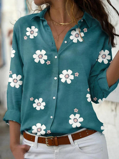Linen | Women's Floral Print Blouse – Floral Print, Casual