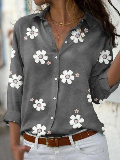 Linen | Women's Floral Print Blouse – Floral Print, Casual