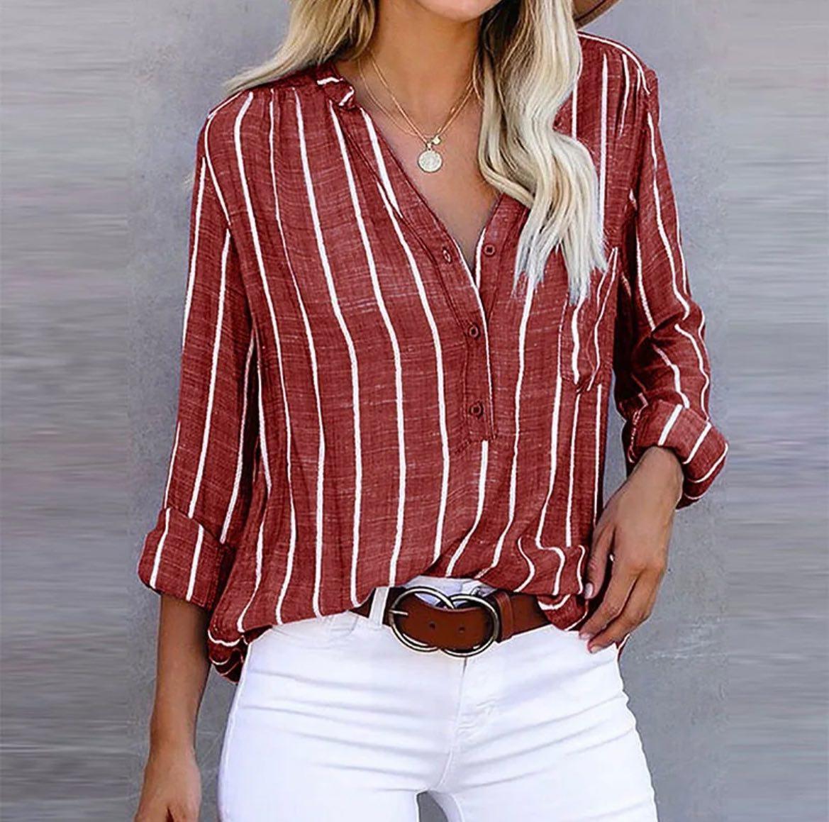 Kendra | Women's Striped Casual Blouse – Striped, Casual