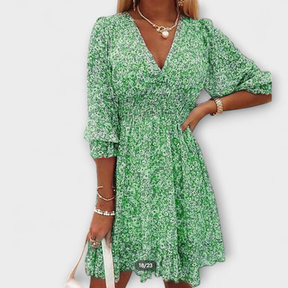 Teal | Women's Floral Puff Sleeve Dress for Women – Floral Print