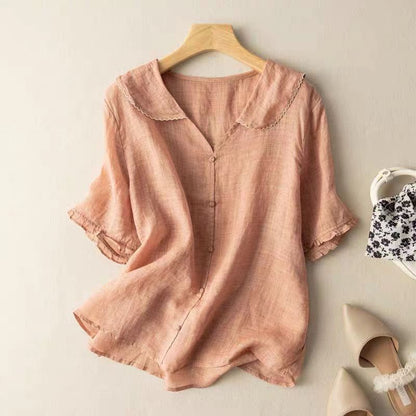 Terra | Women's Vintage Blouse with Button Detail – Casual