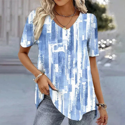 Dora | Women's Women’s Striped V-Neck T-Shirt – Striped, V-Neck