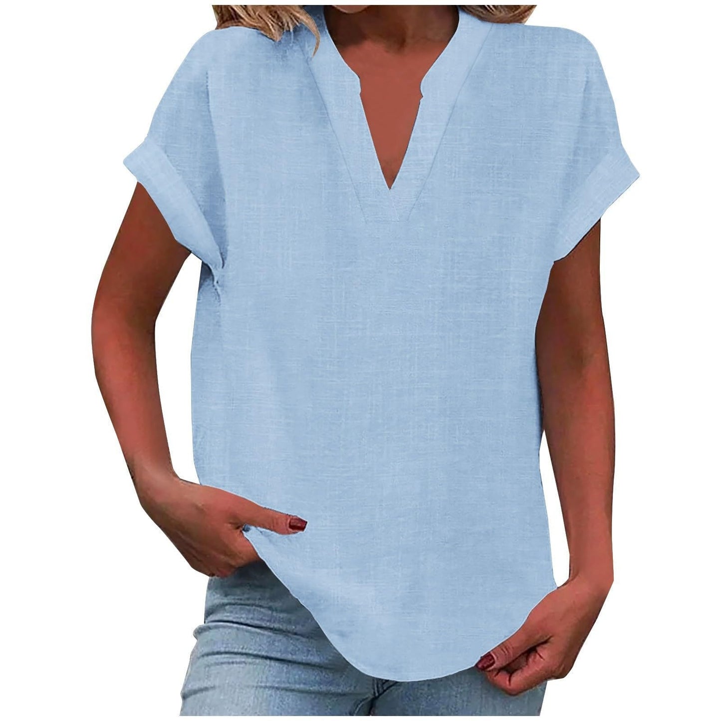 Vivian | Women's Relaxed V-Neck Blouse – V-Neck, Casual