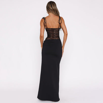 Sally | Women's Long Dress with Lace Detail – Lace Detail