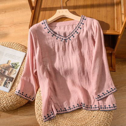 River | Women's Pattern V-Neck Blouse – V-Neck, Casual