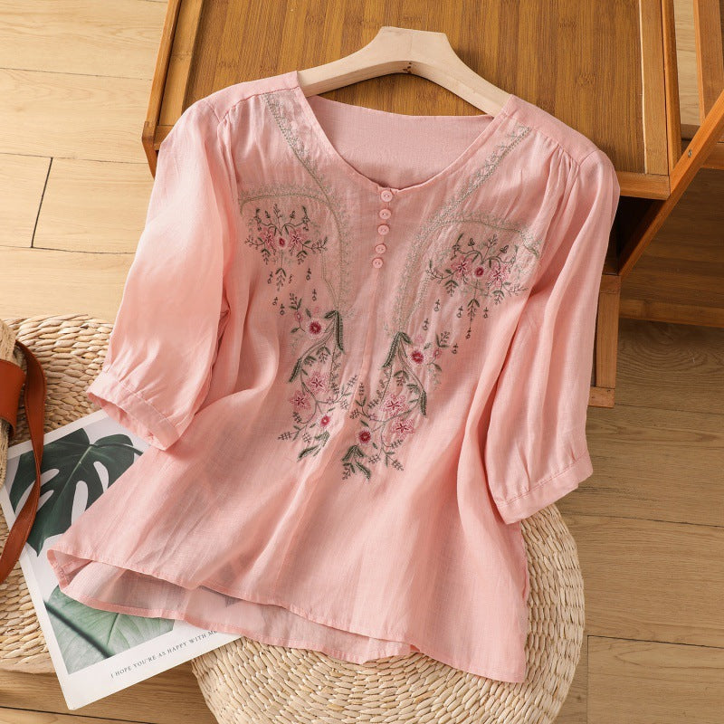 Michele | Women's Floral Relaxed Blouse – Floral Print, Casual