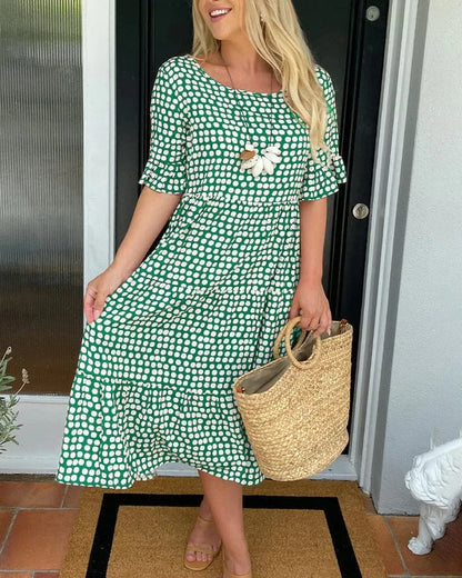 Margaret | Women's Relaxed Midi Dress With Dots – Midi