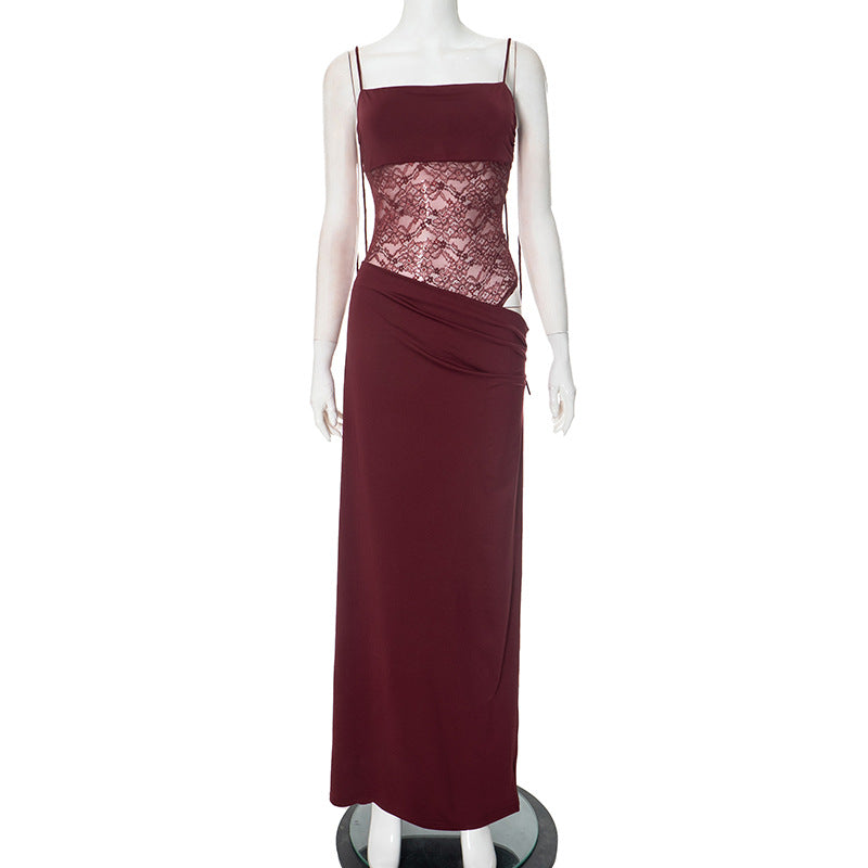 Sally | Women's Long Dress with Lace Detail – Lace Detail